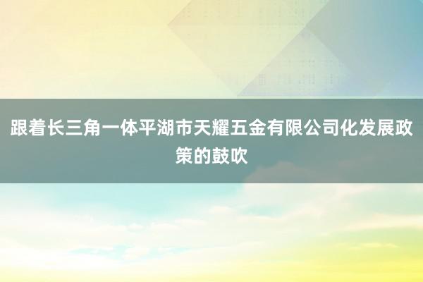 跟着长三角一体平湖市天耀五金有限公司化发展政策的鼓吹