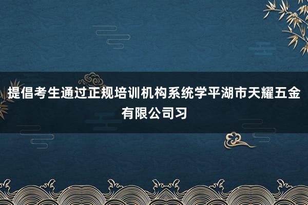 提倡考生通过正规培训机构系统学平湖市天耀五金有限公司习